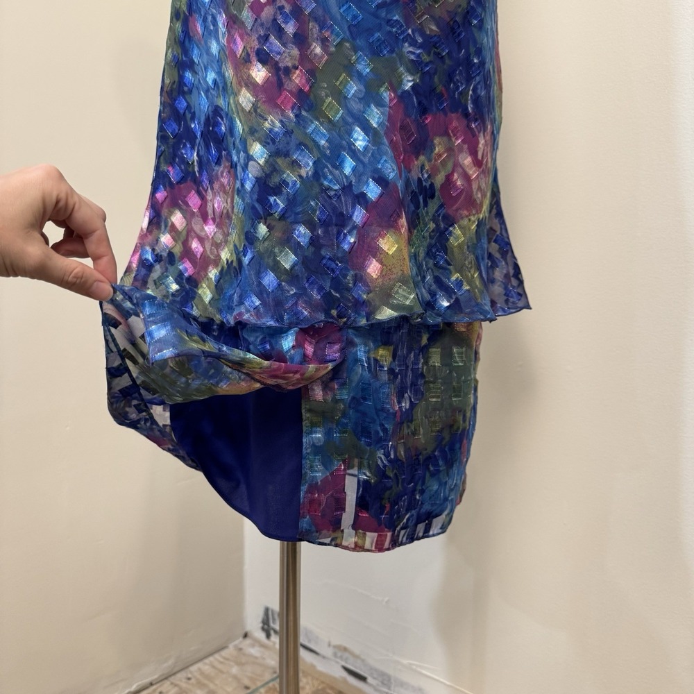 Vintage Patra Women's Dress Size 8 Peacock Fairy Shimmery Tiered - Picture 5 of 8